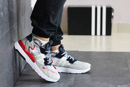 Чоловічі кросівки Adidas Nite Jogger Boost,білий з бежевим, фото 2