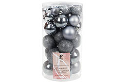 Набір ялинкових кульок, колір: сталевий синій 40 шт (6 см, 5 см, 4 см, 3 см)