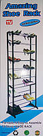 Складной органайзер, подставка для обуви Amazing Shoe Rack, 10 полок, на 30 пар. ЧЕРНЫЙ