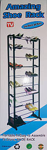 Складаний органайзер, підставка для взуття Amazing Shoe Rack, 10 полиць, на 30 пар. ЧОРНИЙ