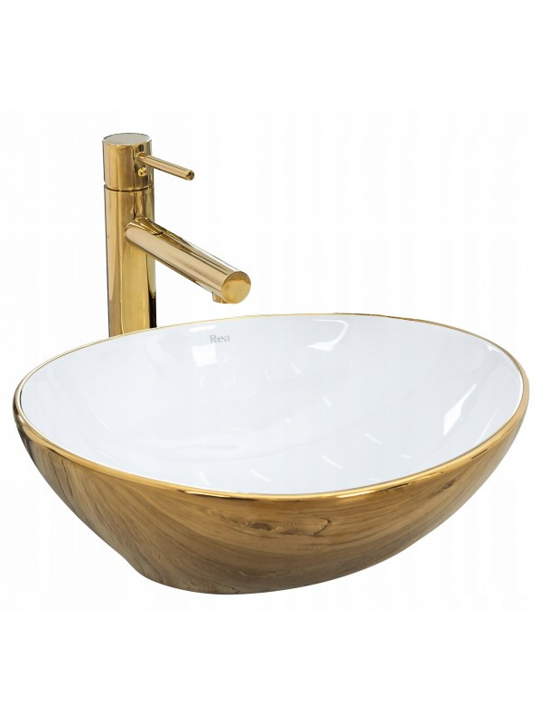 Умивальник накладний Rea Sofia Gold\White 41 cм, фото 1