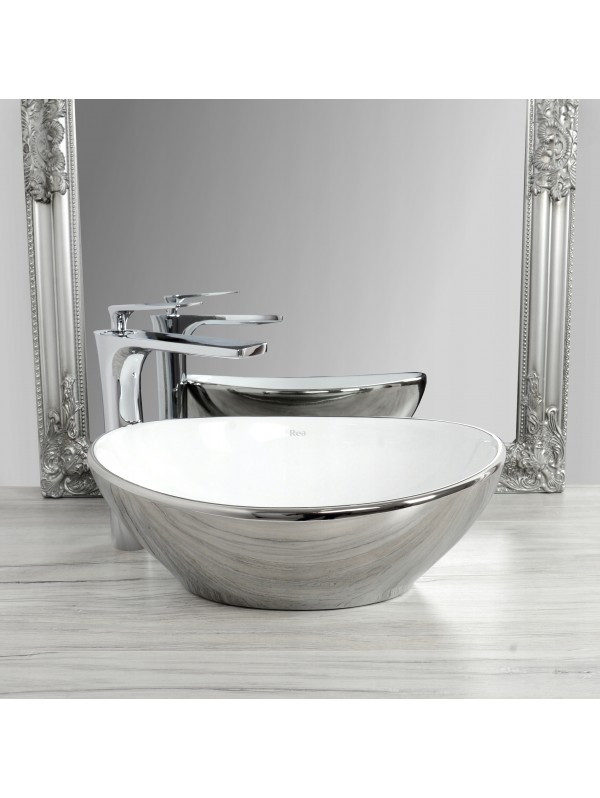 Керамічна Чаша накладна Rea Sofia Silver\White 41 см