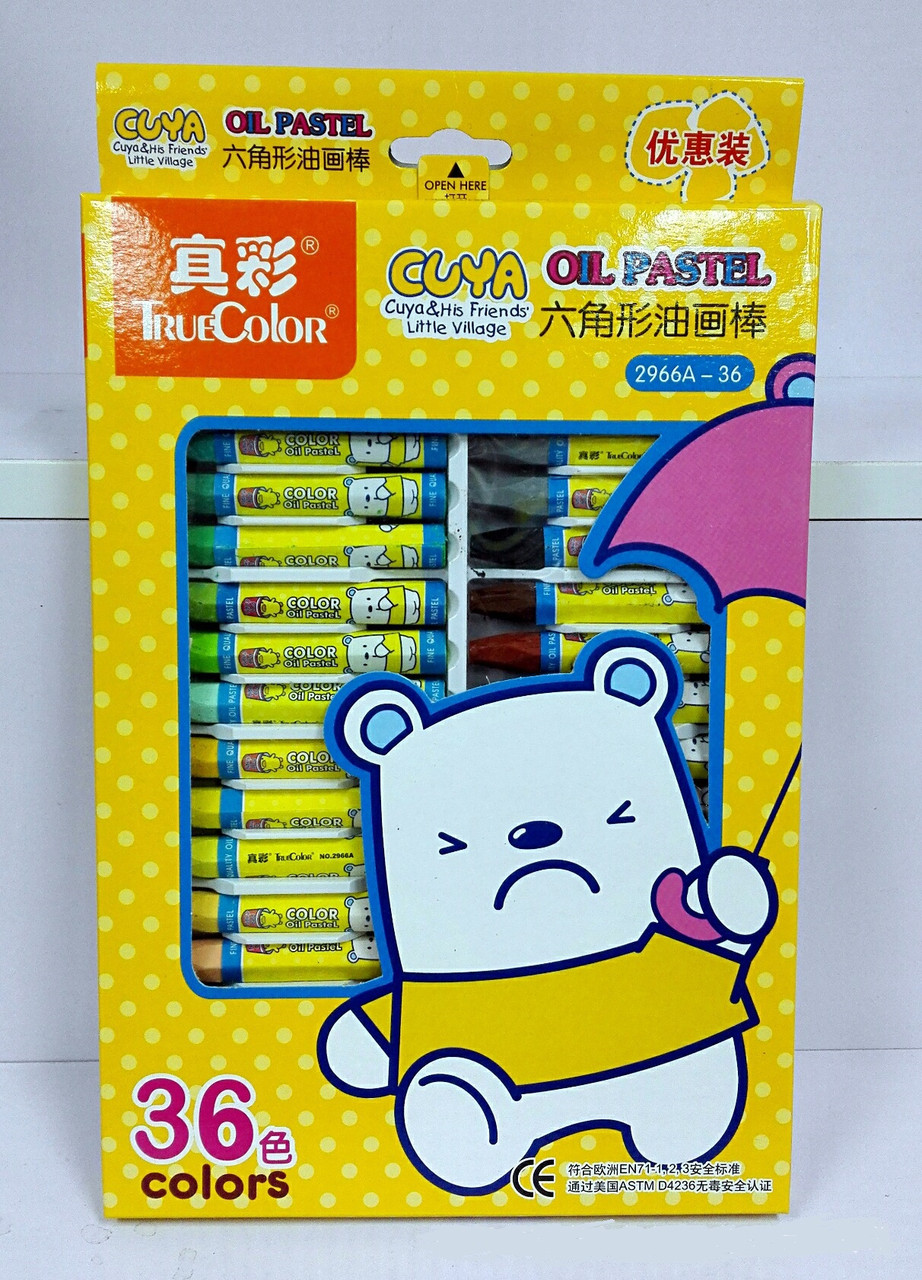 Набір дитячої олійної пастелі, шестигранна, 36 кольорів, True Color, фото 1