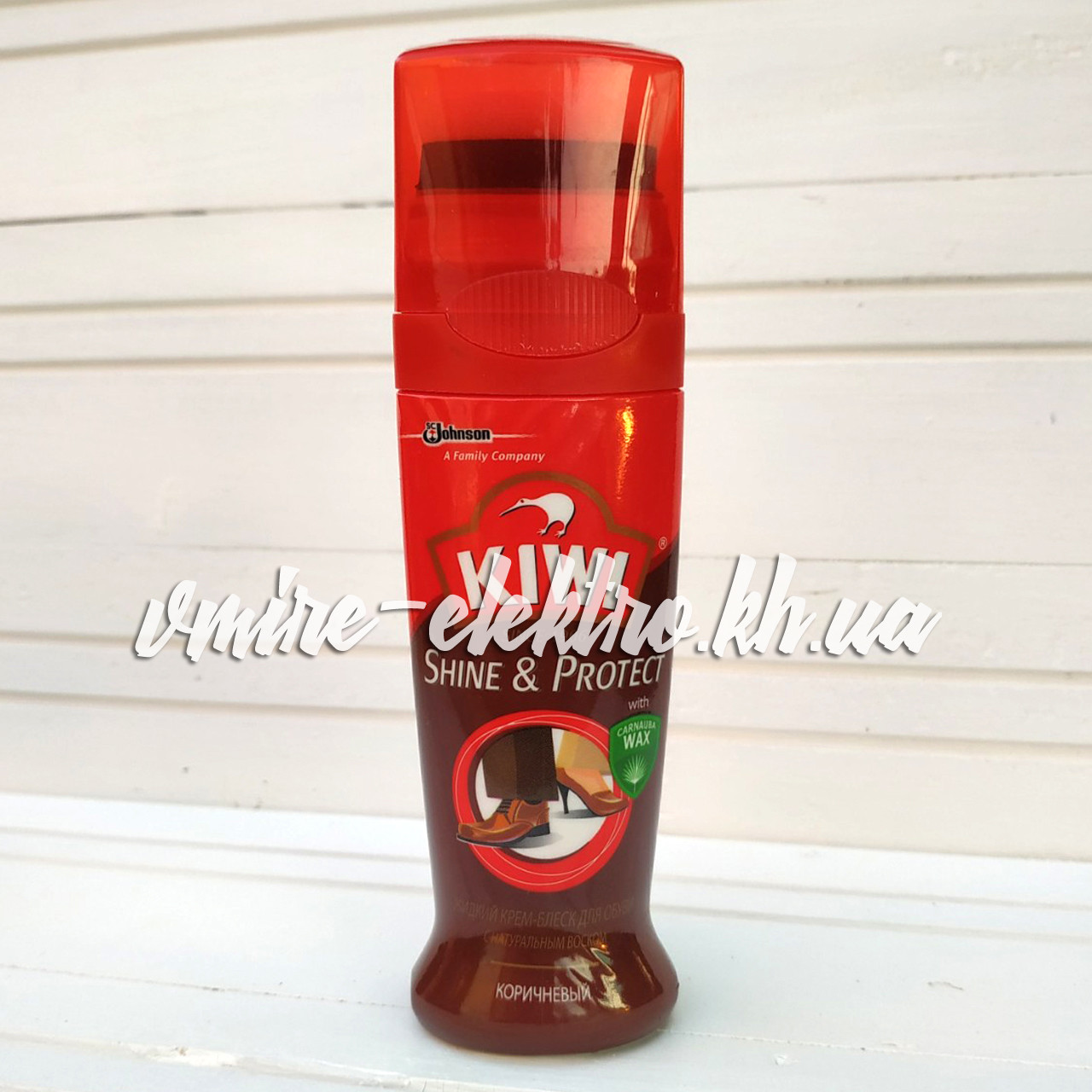 Рідкий крем-блиск для взуття коричневий Kiwi Shine Protect 75 мл