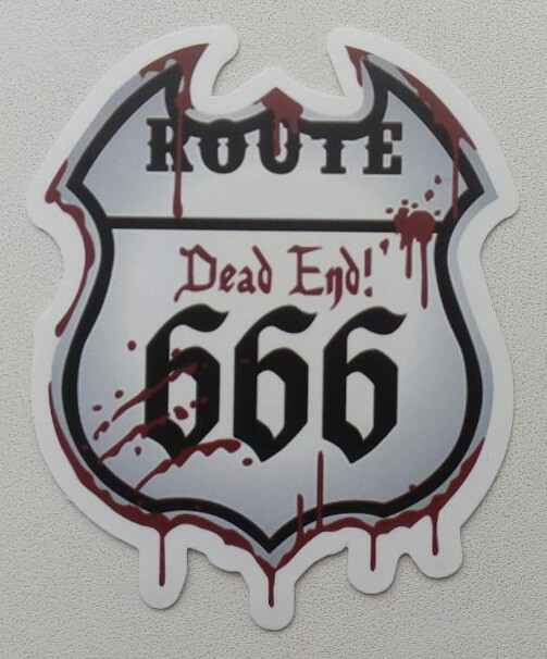 Стикер етикетка-наклейка самоклейка Route 666 (6 см х 7см)