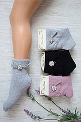 ОПТОМ Шкарпетки махрові з закотом і брошкою-квіткою для дівчинки (24-26(38-40) см.)  Pier Lone 8681788325091