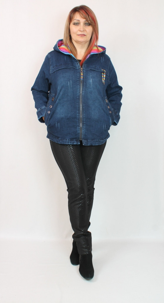 Турецька жіноча коротка джинсова куртка, розміри 50-56