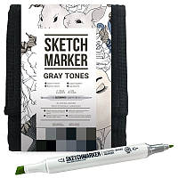 Набір маркерів двосторонніх SKETCHMARKER Сірі тони Gray set 12 кольорів (12gray)