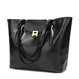 Модна жіноча сумка шоппер. Сумка тоут жіноча класична (чорна), фото 2