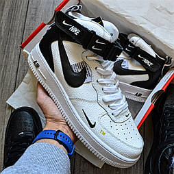 Чоловічі кросівки Nike Air Force 1 TM White Black 40-45рр. Живе фото (топ ААА+)