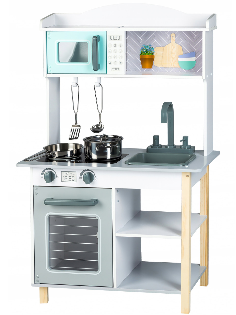 Дитяча дерев'яна кухонна плита та аксесуари Ecotoys