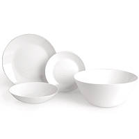 Сервиз столовый белый 19 пр. Arcopal Zelie (Франция), набор белых тарелок, набор тарелок, тарелки люминарк