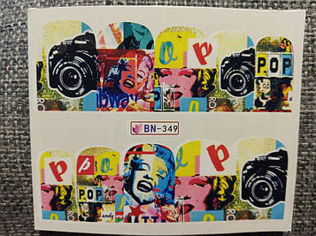 Слайдер-дизайн для нігтів (водні наклейки на нігті) BN-349