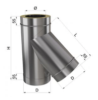 Трійник димоходу 45° нерж\нерж 0,5 мм