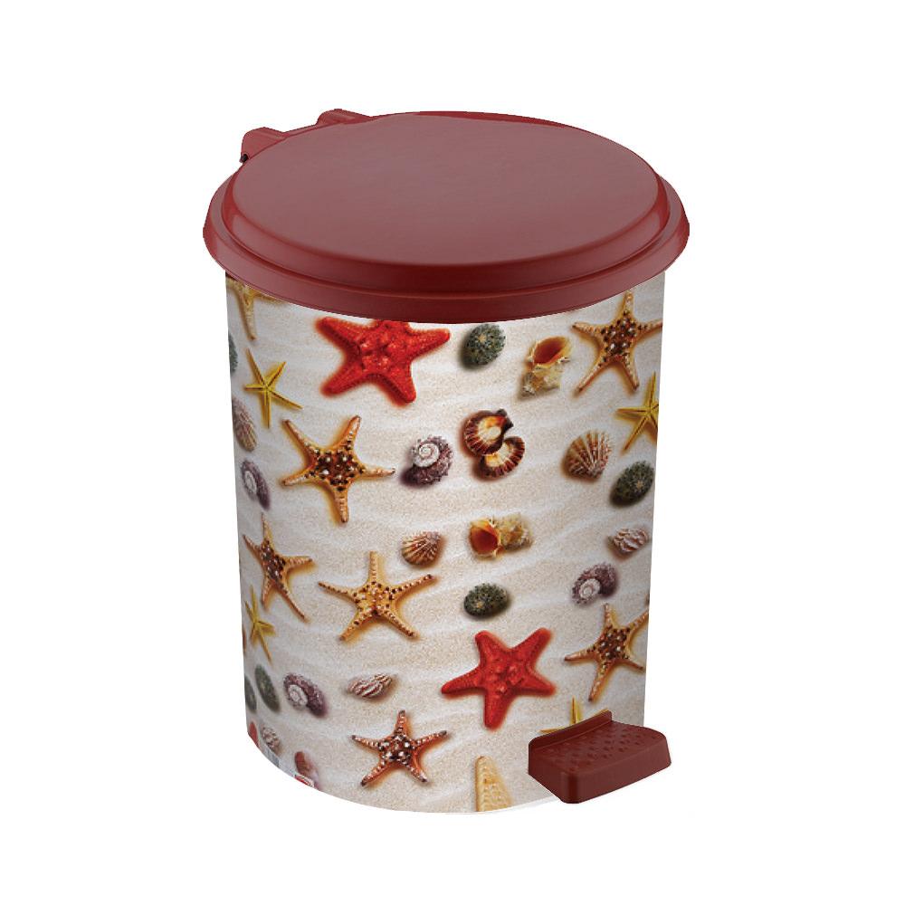 Відро для сміття з педаллю 6 літрів Elif (Еліф). Sea Stars (Морські зірки)., фото 1