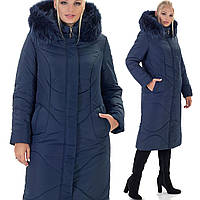 Стильный длинный пуховик 48-66 размеры Женское зимнее пальто больших размеров Куртка зимняя длинная