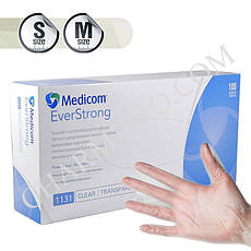 Рукавички вінілові Medicom Ever Strong прозорі (100 шт./Розмір S.M)