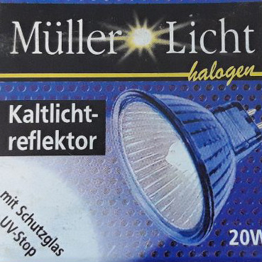 Лампа галогенна з відбивачем 12v 20w MULLER 36° MR16 GU5.3 голуба