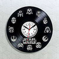 Часы с винила Star Wars часы Декор в комнату Звёздные войны часы Часы с логотипом Винил на стену 300 мм