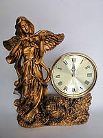 Годинник настільний Дівчина-ангел зі скрипкою Статуетка під бронзу. Кварц