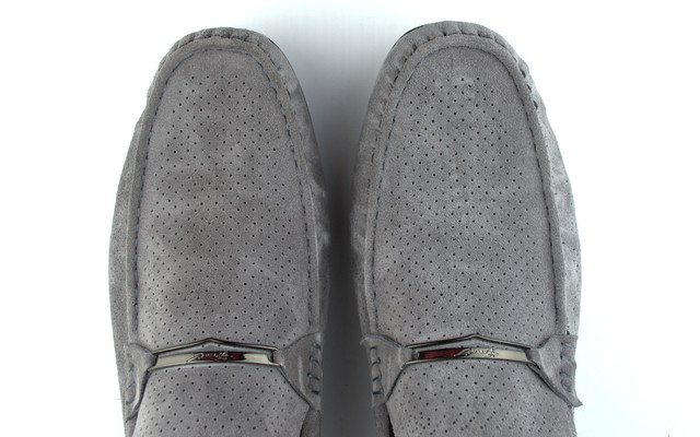 Літні мокасини замшеві сірі з перфорацією чоловіче взуття Rosso Avangard Classic Platinum