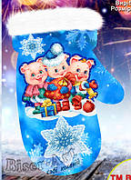 Пошита новорічна подарункова рукавичка для вишивання 23016 Biser art