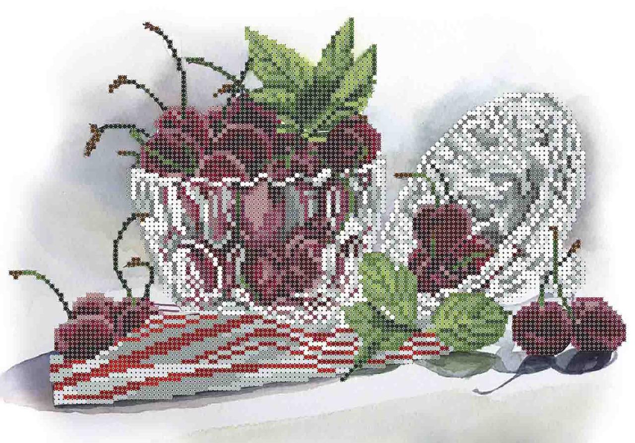 Схема вишивкі бісером на габардині Стигла вишня  А4-К-931