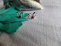 Гвоздики бабочки покрытие серебро 925