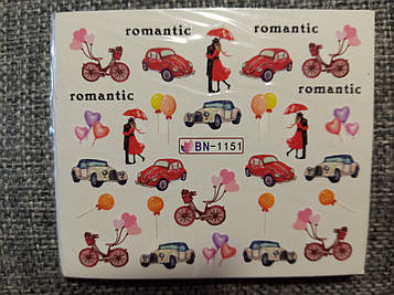 Слайдер-дизайн для нігтів (водні наклейки на нігті) BN-1151