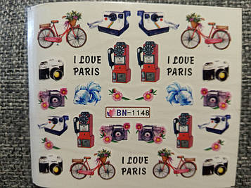 Слайдер-дизайн для нігтів (водні наклейки на нігті) BN-1148