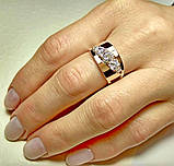 Жіноче срібне кільце з золотими пластинами Арія, фото 2