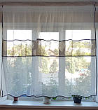 Тюль до підвіконня Firanka Завитки карниз 150см молочний з шоколадним (35_2а), фото 2