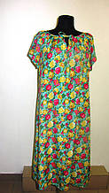Плаття жіноче,зелене з квітковим принтом, романтик, літнє, вільне крою, 48, 50,52, пл-002-3.