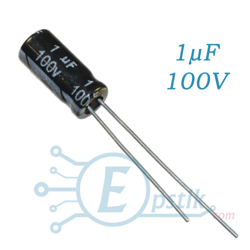 Конденсатор 1uF 100V, (5*11) 105 °C