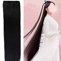 Тресса 100см длина волосы на ленте черные длинные широкая одиночная прядь 80см 70см 60см