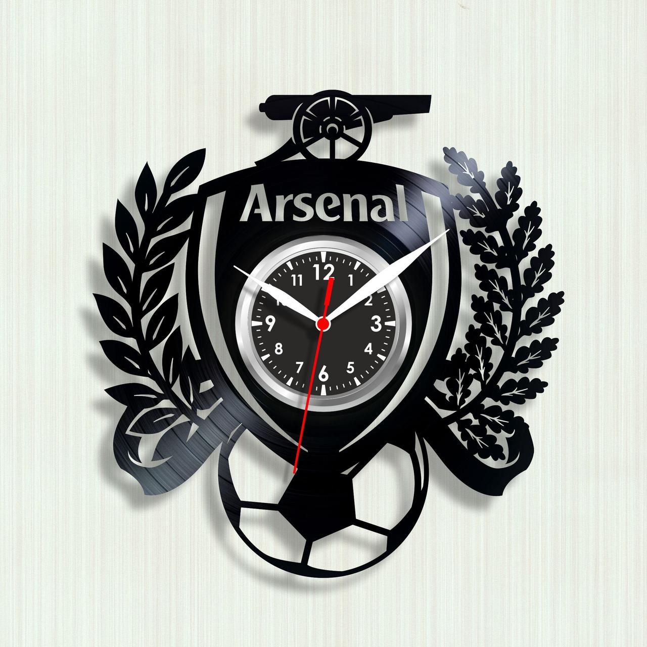 Арсенал футбольний клуб Вініловий годинник Арсенал Подарунок для футболіста Настінний декор Годинник кварцовий 30 см, фото 1