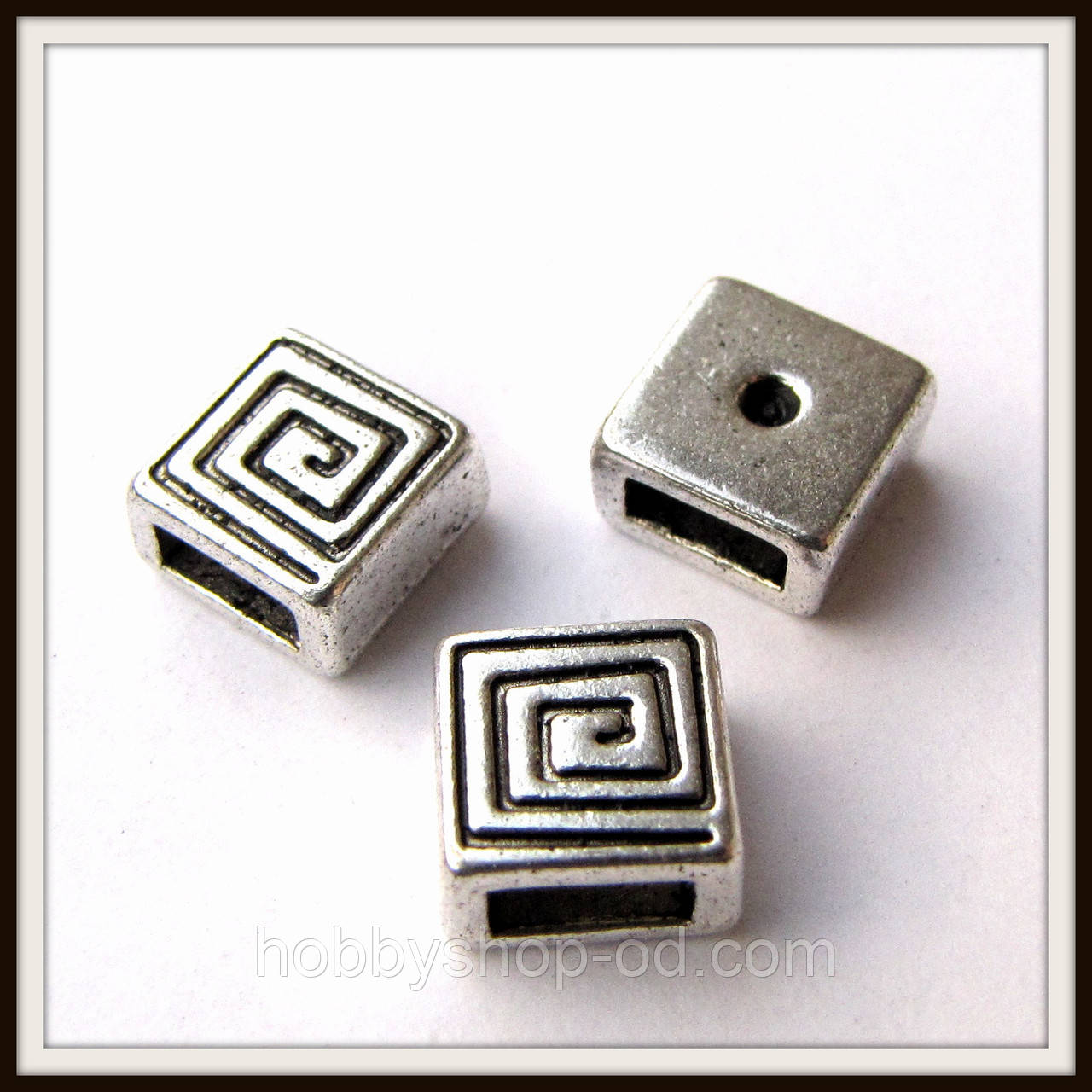 Бусина-рамка для браслетов квадрат спираль (0,8*0,8 см) 8 шт - фото 1 - id-p117378659