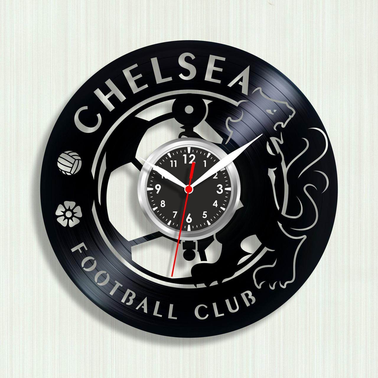 Футбольний клуб Челсі Годинник настінні вінілові Футбол Логотип клубу Челсі Спортивний годинник Годинник для офісу 30 см, фото 1