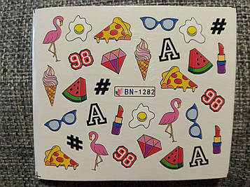 Слайдер-дизайн для нігтів (водні наклейки на нігті) BN-1282