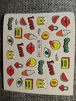 Слайдер-дизайн для нігтів (водні наклейки на нігті) BN-1280