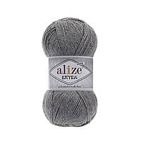 Пряжа Alize Extra 21 серый меланж (Ализе Экстра) пряжа для пинеток, носков, тапочек,подушек, покрывал
