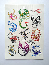 Флеш Тату. Тимчасове Татуювання. Тварини, Павукоподібні, Скорпіони, Павуки, Троянда 17,5*12 См 4868, Кольорові