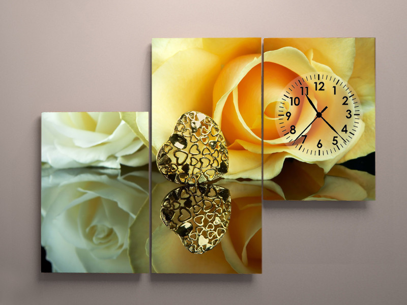 Настінний годинник з картиною на полотні Троянди VE