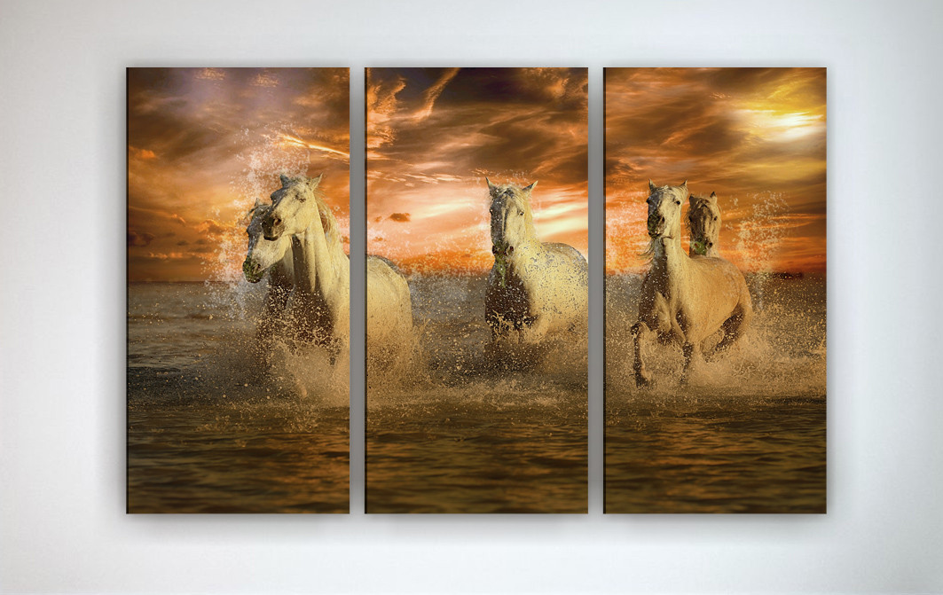 Фото картина модульна на полотні фотокартина тварини Коні полотно коні