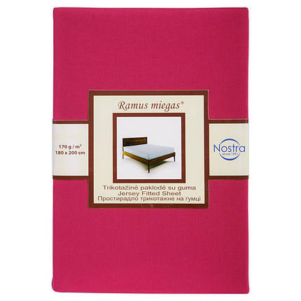 Простирадло на гумці трикотажне Nostra 90х200 фуксія, фото 2
