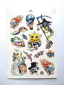 Флеш Тату. 17,5*12 См. Тимчасова. Перевідна. Черепи Та Хрести, 4887, Кольорові