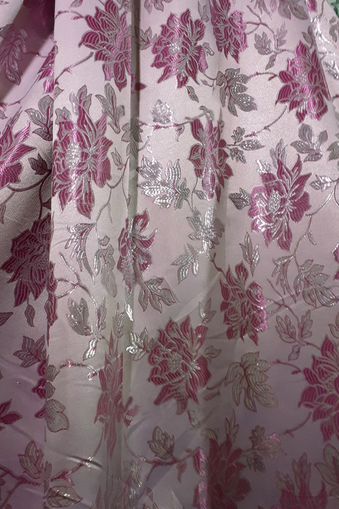 Портьерная ткань для штор Жаккард с цветочным рисунком розового цвета - фото 1 - id-p1047505077