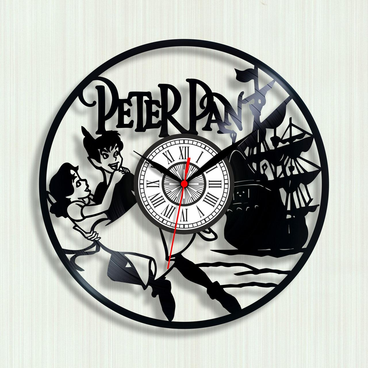 Годинник Peter Pan Вініловий годинник Пітер Пен Годинники в хол Безшумний годинник Декор спальні Пітер Пен Вінтажний годинник