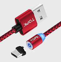 Магнитный кабель TOPK AM17 Magnetic Round USB MicroUSB 1m - Red