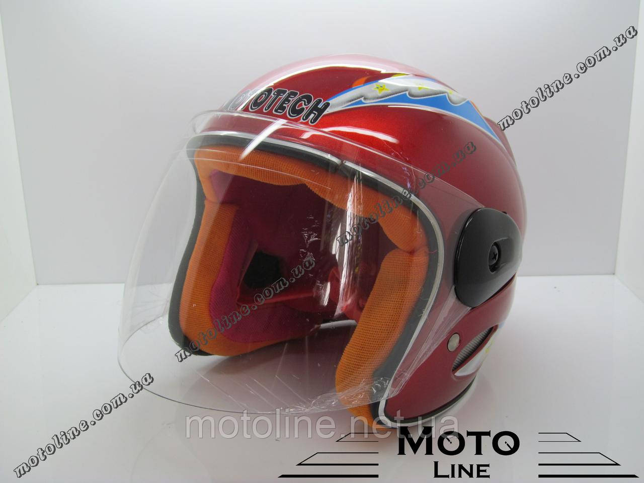 Шолом 906 (шолом дитяче відкрите біле скло) червоний MotoTech, фото 1